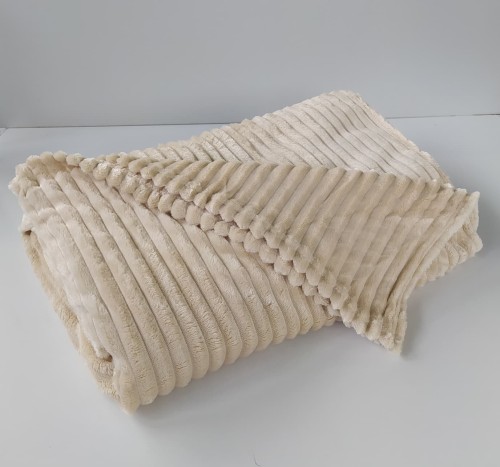 Koc 200x220 beżowy z wytłaczanym wzorem lantaro